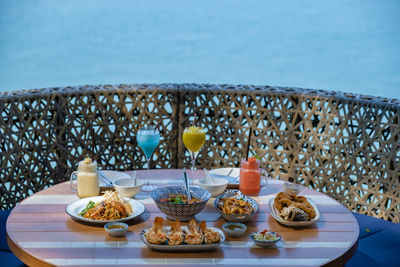 High angle view of place setting