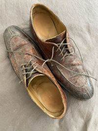 High angle view of shoes on table