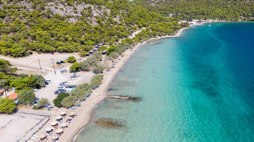 High angle view of swimming pool at beach