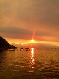 Scenic view of sunset over sea