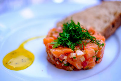 Close-up of fresh salad in plate