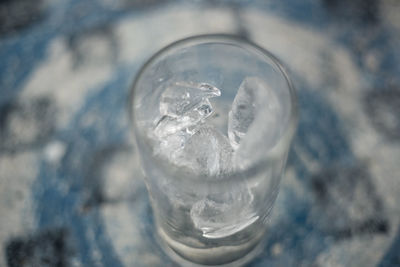 Close-up of ice drinking glass