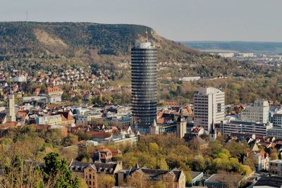 High angle view of town