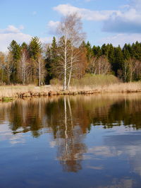 Scenic view of lake against sky