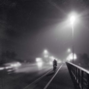 Blurred motion of road at night