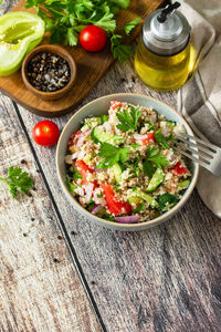 Vegetables in bowl on table