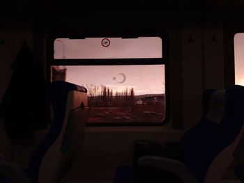View of train through window
