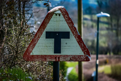 Close-up of road sign