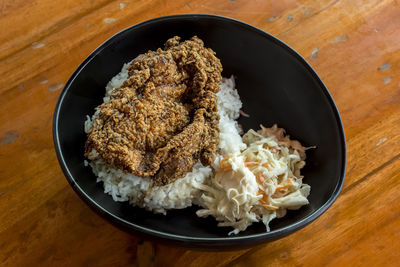 Close-up of food on wooden table