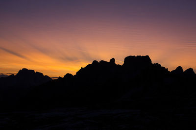 Silhouette mountains against sky at sunset