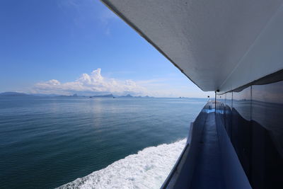 Scenic view of sea against blue sky