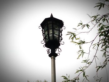 Low angle view of street light against sky
