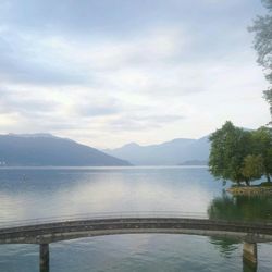 Scenic view of lake against cloudy sky