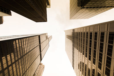 Low angle view of buildings against clear sky