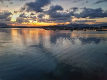 Scenic view of sea against sky at sunset