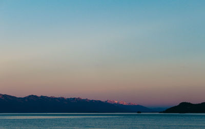 Scenic view of sea against clear sky during sunset