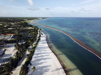 High angle view of sea against sky