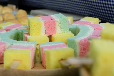 Close-up of multi colored cake