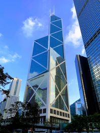 Low angle view of modern buildings against sky