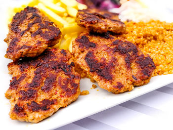 Close-up of fried chicken in plate