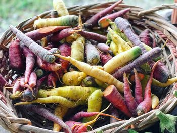 High angle view of vegetables in basket