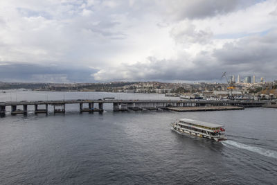 Golden horn,istanbul,turkey.september 22,2022.istanbul view from golden horn metro bridge in autumn