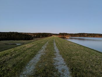 Scenic view of land against clear sky