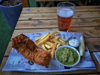 High angle view of food on table