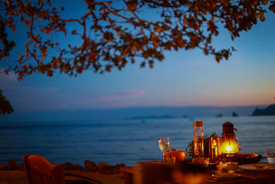 Scenic view of sea against sky at sunset