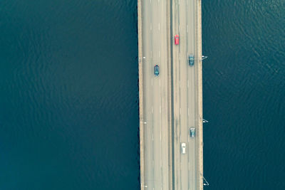 High angle view of ship in sea