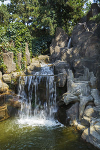 Scenic view of waterfall