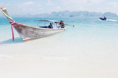 Scenic view of boats in sea