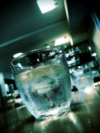 Close-up of ice tea on table