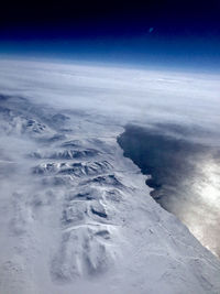 Aerial view of snow covered landscape