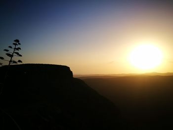 Silhouette of mountains at sunset