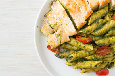 High angle view of meal served in plate