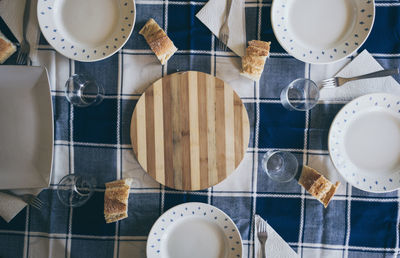 High angle view of food on table