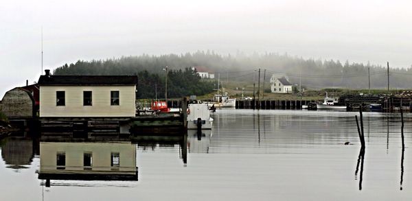 View of built structure in water