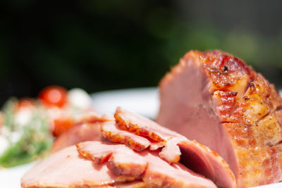 Close-up of meal served on table