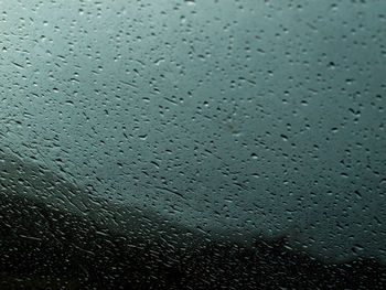 Full frame shot of raindrops on glass window