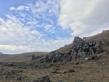 Scenic view of rocky mountains against sky