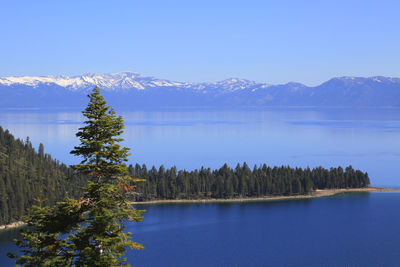 Scenic view of lake and mountains