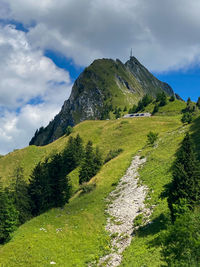 Panorama of the switzerland alpine mountains.beautiful view in the french canton.