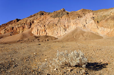 Scenic view of desert against clear sky