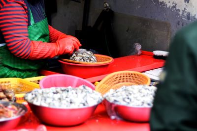 High angle view of vegetables for sale at market stall