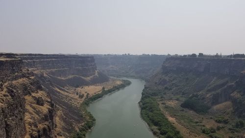 High angle view of river passing through landscape