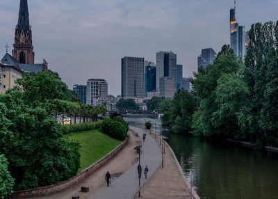 Panoramic view of buildings and trees in city