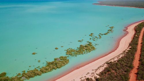 High angle view of beach against sky