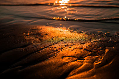 Close-up of beach during sunset