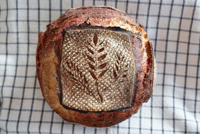 High angle view of bread in container